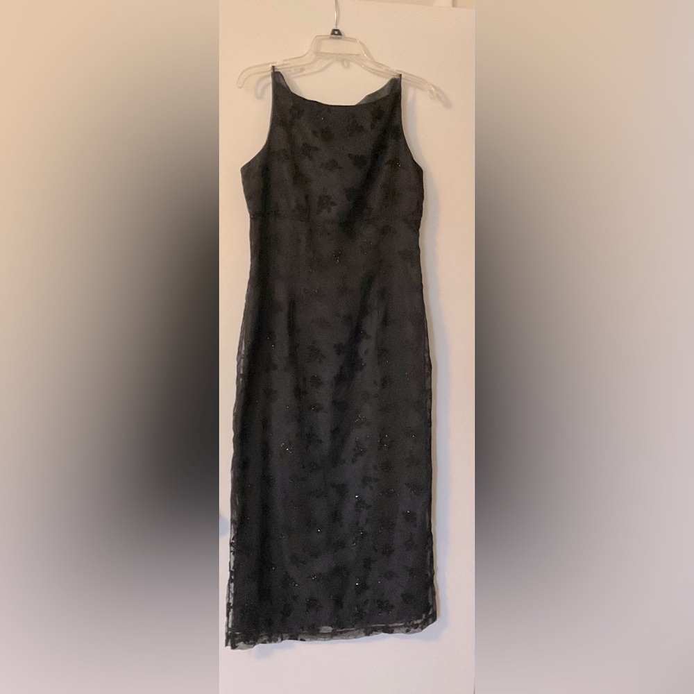 Woman’s B.Moss Dress Collection Long Sheer Lined Black Evening Dress, Sz 12